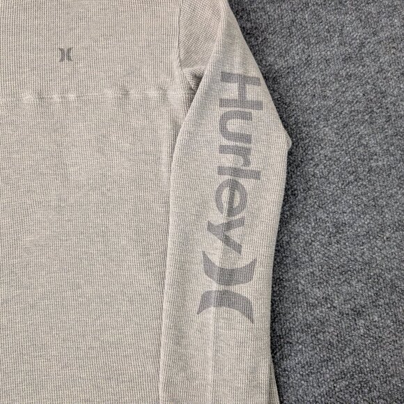 HURLEY Pullover Men's 2XL Gray Henley Waffle Hooded Long Sleeve Casual - Picture 9 of 15
